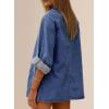 image:imageAstylish Womens Denim Shirt Long Sleeve Button Down Jean Shacket Top with PocketsSky Blue