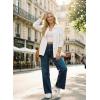 image:imageAstylish Womens Denim Shirt Long Sleeve Button Down Jean Shacket Top with PocketsWhite
