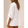 image:imageAstylish Womens Denim Shirt Long Sleeve Button Down Jean Shacket Top with PocketsWhite
