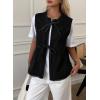 image:imageAstylish Womens Distressed Denim Vest Cute Bow Tie Henley Chambray Jeans Casual Sleeveless Trendy Jean Top ShirtsBlack