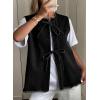 image:imageAstylish Womens Distressed Denim Vest Cute Bow Tie Henley Chambray Jeans Casual Sleeveless Trendy Jean Top ShirtsBlack