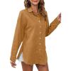 image:imageAstylish Women Lightweight Long Sleeve Button Down V Neck Denim Shaket Shirts Loose Blouse TopT Clay