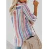 image:imageAstylish Women V Neck Striped Roll up Sleeve Button Down Blouse TopsWhite