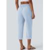 image:imageAstylish Womens 2026 Linen Cropped Pants Elastic Waist Wide Leg Summer Beach CaprisBeau Blue