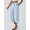 image:imageAstylish Womens 2026 Linen Cropped Pants Elastic Waist Wide Leg Summer Beach CaprisBeau Blue