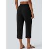 image:imageAstylish Womens 2026 Linen Cropped Pants Elastic Waist Wide Leg Summer Beach CaprisBlack