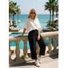 image:imageAstylish Womens 2026 Linen Cropped Pants Elastic Waist Wide Leg Summer Beach CaprisBlack