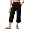 image:imageAstylish Womens 2026 Linen Cropped Pants Elastic Waist Wide Leg Summer Beach CaprisBlack