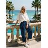 image:imageAstylish Womens 2026 Linen Cropped Pants Elastic Waist Wide Leg Summer Beach CaprisNavy Blue