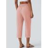 image:imageAstylish Womens 2026 Linen Cropped Pants Elastic Waist Wide Leg Summer Beach CaprisPink