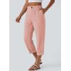 image:imageAstylish Womens 2026 Linen Cropped Pants Elastic Waist Wide Leg Summer Beach CaprisPink