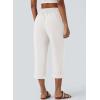 image:imageAstylish Womens 2026 Linen Cropped Pants Elastic Waist Wide Leg Summer Beach CaprisWhite