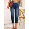 image:imageAstylish Womens High Waisted Baggy Jeans Boyfriend Cropped Loose Denim PantsNavy Blue