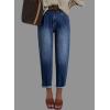 image:imageAstylish Womens High Waisted Baggy Jeans Boyfriend Cropped Loose Denim PantsNavy Blue