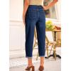 image:imageAstylish Womens High Waisted Baggy Jeans Boyfriend Cropped Loose Denim PantsNavy Blue