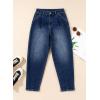 image:imageAstylish Womens High Waisted Baggy Jeans Boyfriend Cropped Loose Denim PantsNavy Blue