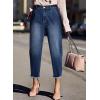 image:imageAstylish Womens High Waisted Baggy Jeans Boyfriend Cropped Loose Denim PantsNavy Blue