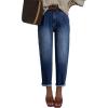 image:imageAstylish Womens High Waisted Baggy Jeans Boyfriend Cropped Loose Denim PantsNavy Blue