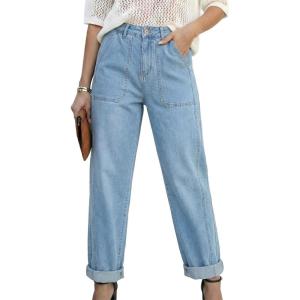 image:imageAstylish Jeans for Women Baggy Barrel High Waisted Stretchy Straight Leg Jean Trendy 2026 Boyfriend Denim PantsBeau Blue