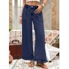 image:imageAstylish Wide Leg Jeans for Women Stretch High Wasited Baggy Trendy Denim Jean Ruffle Hem PantsDirty Blue