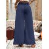 image:imageAstylish Wide Leg Jeans for Women Stretch High Wasited Baggy Trendy Denim Jean Ruffle Hem PantsDirty Blue