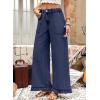image:imageAstylish Wide Leg Jeans for Women Stretch High Wasited Baggy Trendy Denim Jean Ruffle Hem PantsDirty Blue