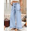 image:imageAstylish Wide Leg Jeans for Women Stretch High Wasited Baggy Trendy Denim Jean Ruffle Hem PantsLight Blue