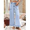 image:imageAstylish Wide Leg Jeans for Women Stretch High Wasited Baggy Trendy Denim Jean Ruffle Hem PantsLight Blue