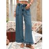 image:imageAstylish Wide Leg Jeans for Women Stretch High Wasited Baggy Trendy Denim Jean Ruffle Hem PantsReal Teal