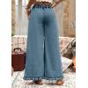 image:imageAstylish Wide Leg Jeans for Women Stretch High Wasited Baggy Trendy Denim Jean Ruffle Hem PantsReal Teal