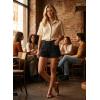image:imageAstylish Womens High Waisted Utility Jean Shorts Stretch Denim Summer Shorts with Patch PocketsBlack