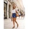 image:imageAstylish Womens High Waisted Utility Jean Shorts Stretch Denim Summer Shorts with Patch PocketsBluing