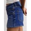 image:imageAstylish Womens High Waisted Utility Jean Shorts Stretch Denim Summer Shorts with Patch PocketsBluing