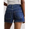image:imageAstylish Womens High Waisted Utility Jean Shorts Stretch Denim Summer Shorts with Patch PocketsBluing
