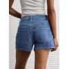 image:imageAstylish Womens High Waisted Utility Jean Shorts Stretch Denim Summer Shorts with Patch PocketsDark Blue