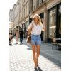 image:imageAstylish Womens High Waisted Utility Jean Shorts Stretch Denim Summer Shorts with Patch PocketsMyosotis