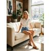 image:imageAstylish Womens High Waisted Utility Jean Shorts Stretch Denim Summer Shorts with Patch PocketsMyosotis