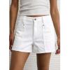 image:imageAstylish Womens High Waisted Utility Jean Shorts Stretch Denim Summer Shorts with Patch PocketsWhite