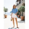 image:imageAstylish Womens High Waisted Utility Jean Shorts Stretch Denim Summer Shorts with Patch PocketsWhite
