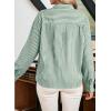 image:imageAstylish Womens Plaid Ruffle V Neck Button Down Blouse Casual Long Sleeve Gingham Trendy Tops Work Checkered ShirtGreen Stripe