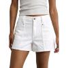 image:imageAstylish Womens High Waisted Utility Jean Shorts Stretch Denim Summer Shorts with Patch PocketsWhite