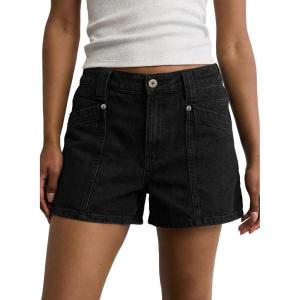 image:imageAstylish Womens High Waisted Utility Jean Shorts Stretch Denim Summer Shorts with Patch PocketsBlack