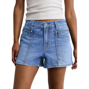 image:imageAstylish Womens High Waisted Utility Jean Shorts Stretch Denim Summer Shorts with Patch PocketsMyosotis
