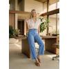 image:imageAstylish Womens 2026 Stretchy Breathable Wide Leg High Waisted Jeans Casual Cropped Ankle Denim Pants with Vertical SeamsY Iceland Blue