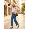 image:imageAstylish Womens 2026 Stretchy Breathable Wide Leg High Waisted Jeans Casual Cropped Ankle Denim Pants with Vertical SeamsY Mist Blue