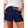 image:imageAstylish Womens High Waisted Shorts Jean Stretchy Casual Fashion Trendy Double Button Fly Denim ShortsNavy Blue