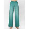 image:imageAstylish Womens High Waisted Wide Leg Straight JeansGrass Green