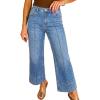 image:imageAstylish Womens 2026 Stretchy Breathable Wide Leg High Waisted Jeans Casual Cropped Ankle Denim Pants with Vertical SeamsY Iceland Blue