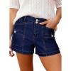 image:imageAstylish Womens High Waisted Shorts Jean Stretchy Casual Fashion Trendy Double Button Fly Denim ShortsNavy Blue