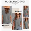 image:imageAstylish Women Summer Tops Cotton Short Sleeve Shirt V Neck Button Down Blouse Tunic TopsLight Grey